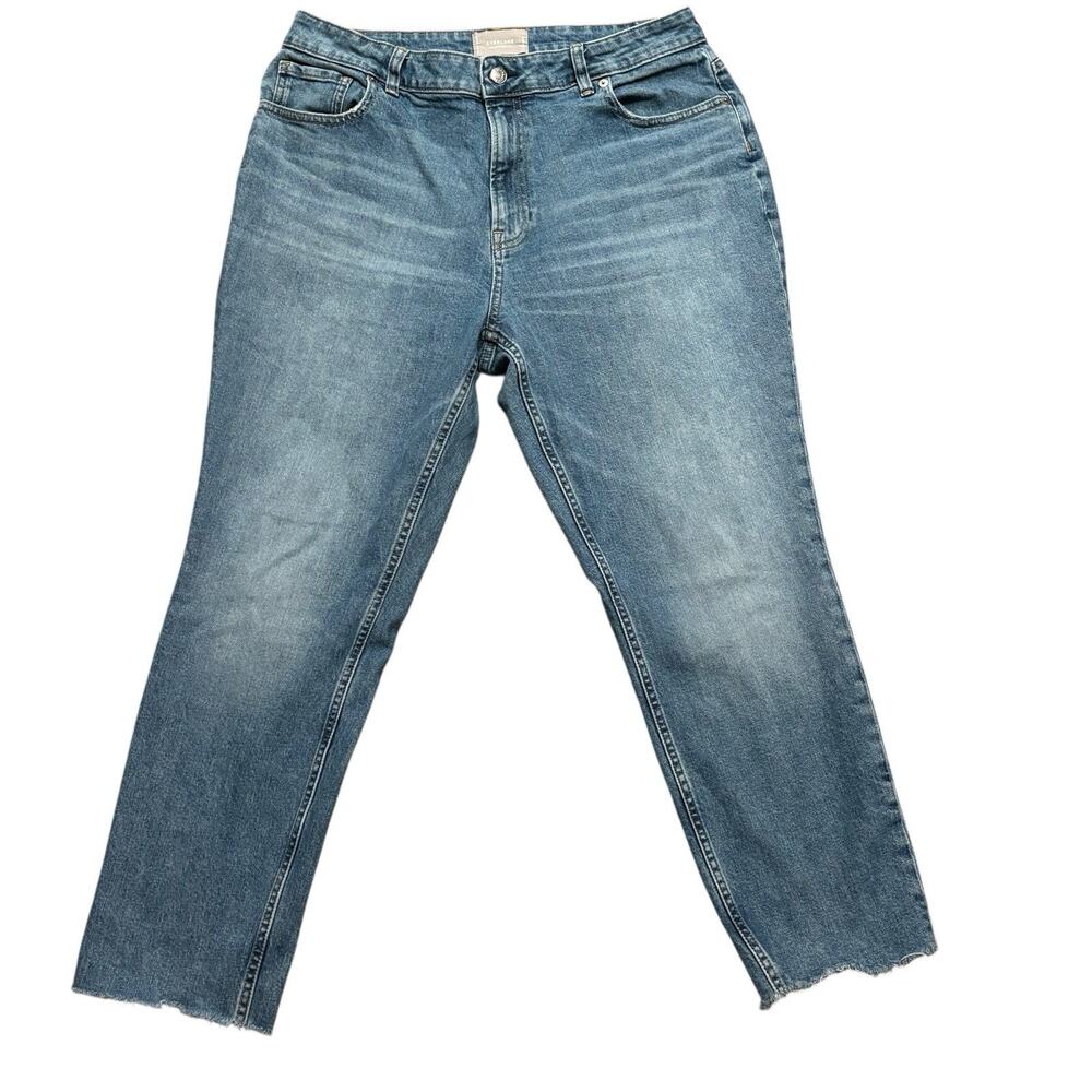 Everlane The Curvy Cheeky High Rise Raw Ankle Hem Stretch Distressed Jeans 34x28